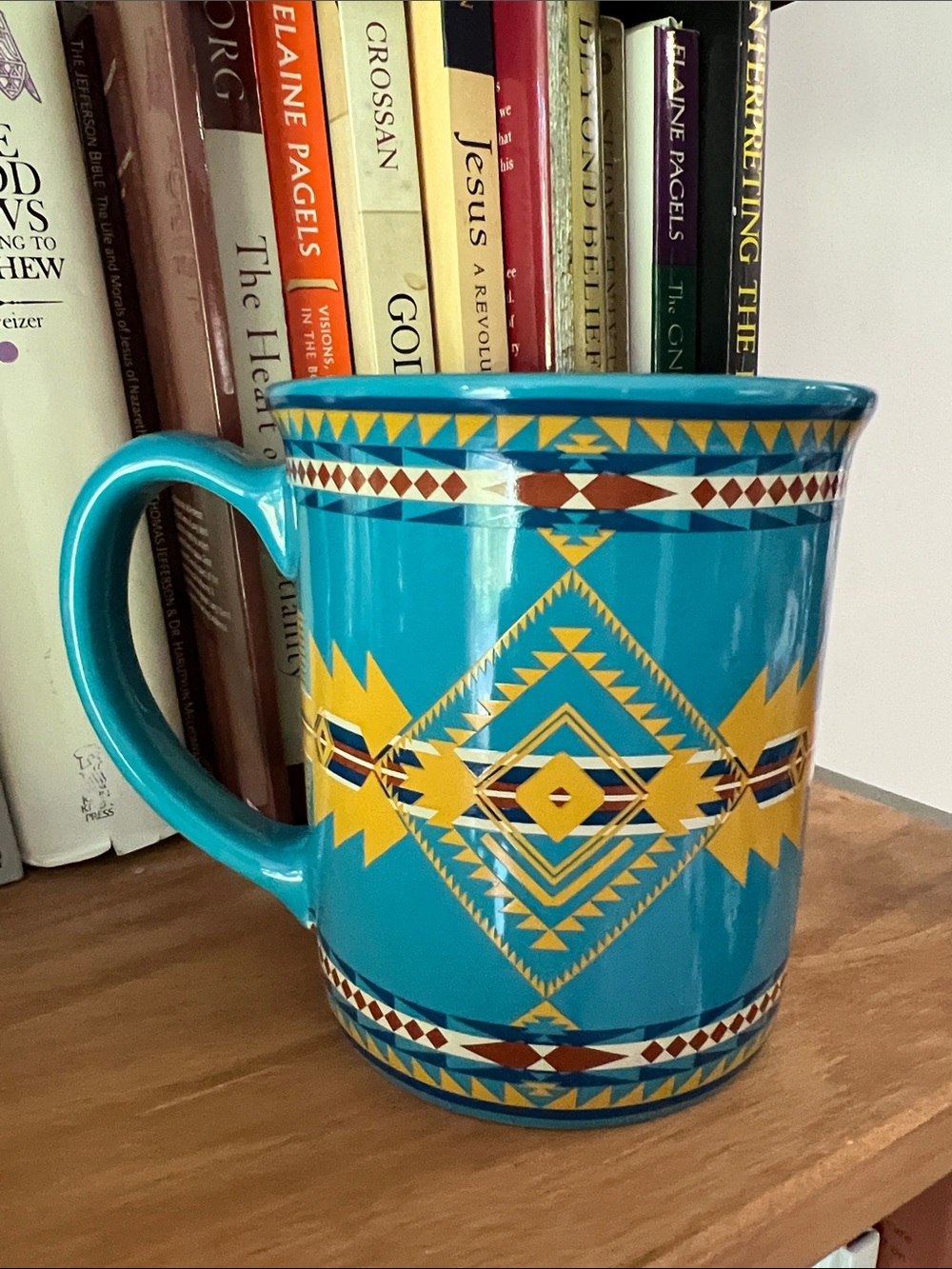 Pendleton Turquoise and Yellow Aztec Ceramic Mug